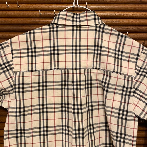 Burberry Vintage Check Long Sleeve Button Down Shirt 3 Kids Cream Plaid - Picture 8 of 11